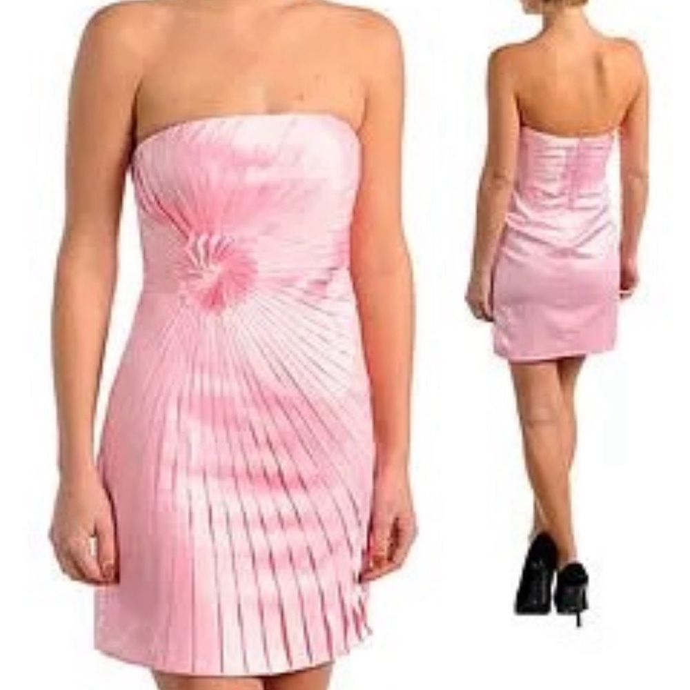 Pink Pleated Strapless Dress